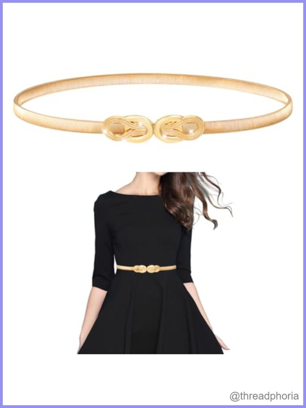 Women Elastic Skinny Waist Belt Thin Metal Buckle Dress Accessory Adjustable